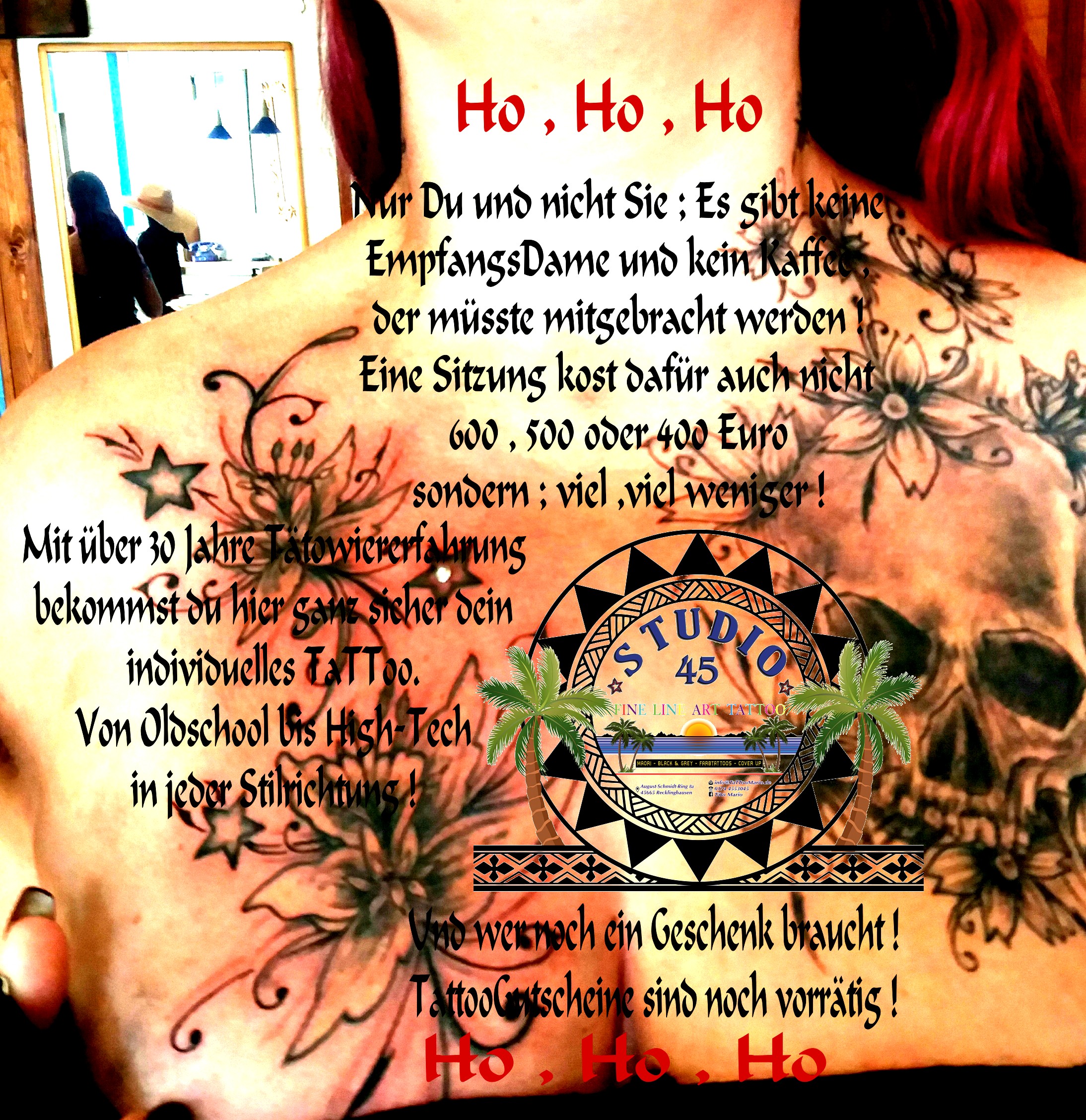 Studio 45 Recklinghausen Info Flyer Tattoo Angebote Gutscheine